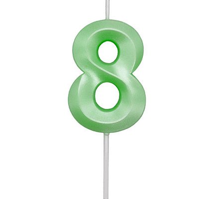 Vela de Aniversário Mini Design Número 8 Verde Candy Metalizado - Silver