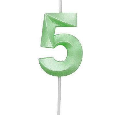 Vela de Aniversário Mini Design Número 5 Verde Candy Metalizado - Silver