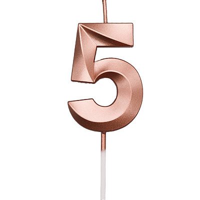 Vela de Aniversário Mini Design Número 5 Rosê Gold Metalizado - Silver