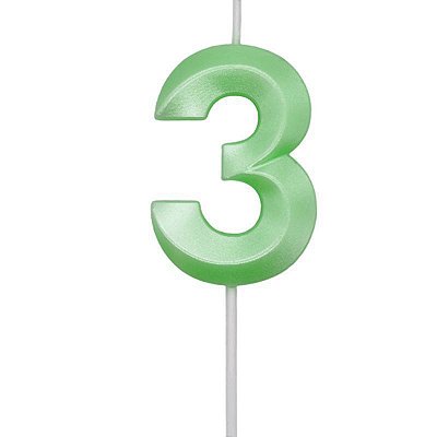 Vela de Aniversário Mini Design Número 3 Verde Candy Metalizado - Silver