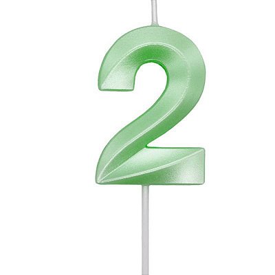 Vela de Aniversário Mini Design Número 2 Verde Candy Metalizado - Silver