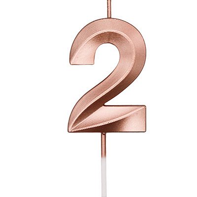 Vela de Aniversário Mini Design Número 2 Rosê Gold Metalizado - Silver