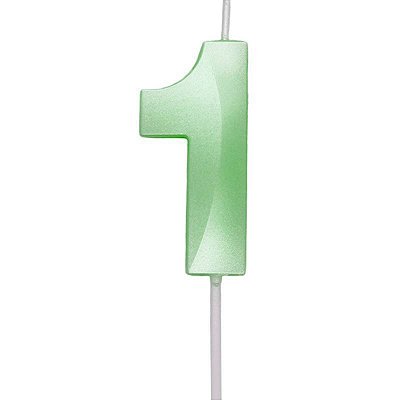 Vela de Aniversário Mini Design Número 1 Verde Candy Metalizado - Silver