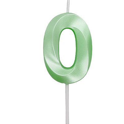 Vela de Aniversário Mini Design Número 0 Verde Candy Metalizado - Silver