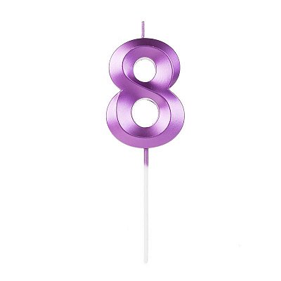 Vela de Aniversário Design Número 8 Roxo Metalizado - Silver