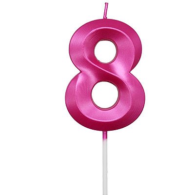 Vela de Aniversário Design Número 8 Pink Metalizado - Silver