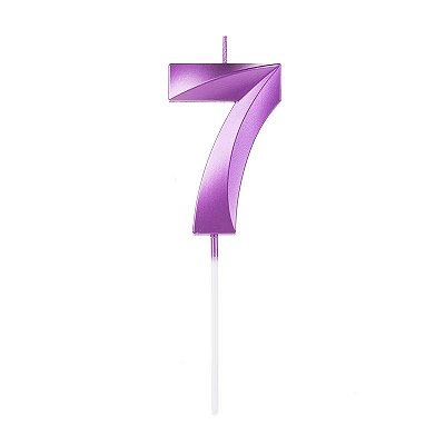 Vela de Aniversário Design Número 7 Roxo Metalizado - Silver