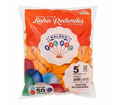Balão de Látex 5 Polegadas Liso Redondo Laranja com 50 Unidades - PICPIC