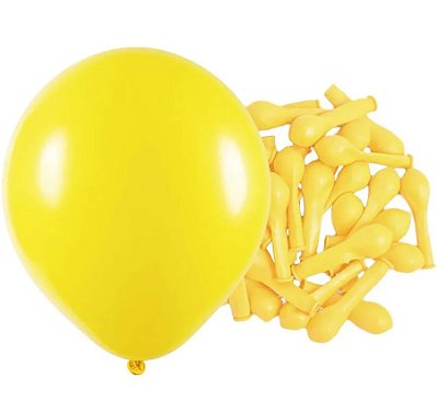 Balão de Látex 5 Polegadas Liso Redondo Amarelo com 50 Unidades - HAPPY DAY