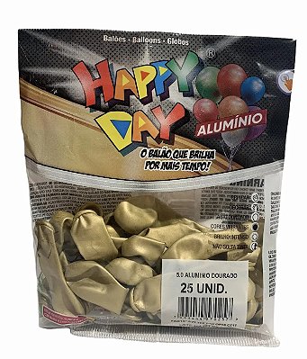 Balão de Látex 5 Polegadas Alumínio Dourado com 25 Unidades - HAPPY DAY