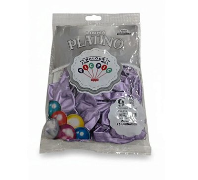 Balão de Látex 9 Polegadas Platino Violeta com 25 Unidades - PICPIC