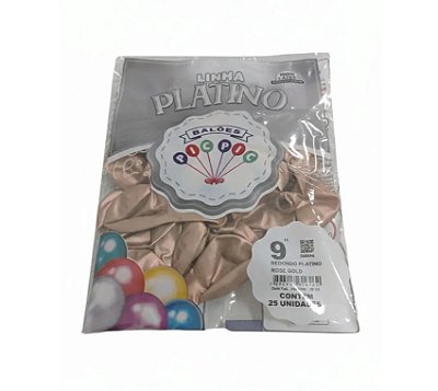 Balão de Látex 9 Polegadas Platino Rose Gold com 25 Unidades - PICPIC