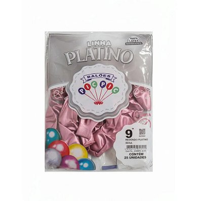 Balão de Látex 9 Polegadas Platino Rosa com 25 Unidades - PICPIC