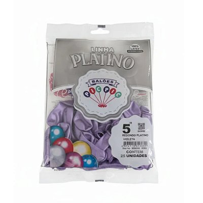 Balão de Látex 5 Polegadas Platino Violeta com 25 Unidades - PICPIC
