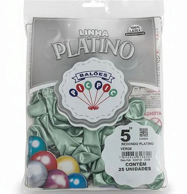 Balão de Látex 5 Polegadas Platino Verde com 25 Unidades - PICPIC