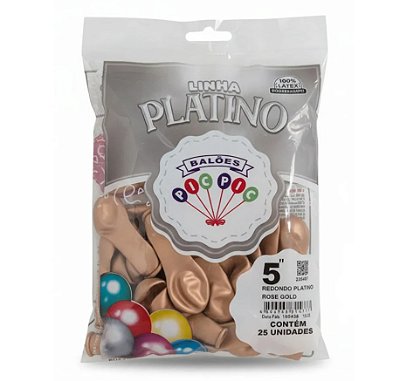 Balão de Látex 5 Polegadas Platino Rose Gold com 25 Unidades - PICPIC