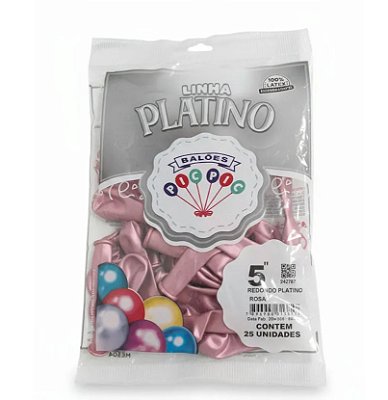 Balão de Látex 5 Polegadas Platino Rosa com 25 Unidades - PICPIC
