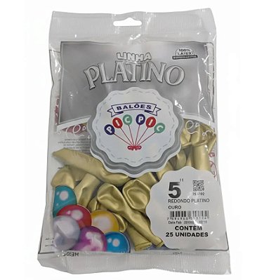 Balão de Látex 5 Polegadas Platino Dourado Ouro com 25 Unidades - PICPIC