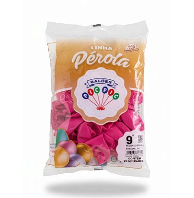 Balão de Látex 9 Polegadas Perolizado Rosa Malibu com 25 Unidades - PICPIC