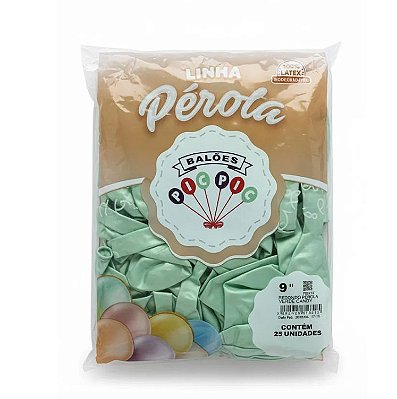 Balão de Látex 9 Polegadas Perolizado Verde Candy com 25 Unidades - PICPIC