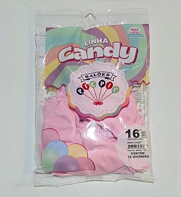 Balão de Látex Liso Redondo 16 Polegadas Rosa Candy com 12 Unidades - PICPIC