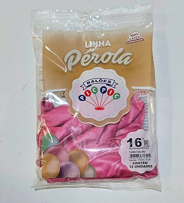 Balão de Látex Perolizado 16 Polegadas Rosa Malibu com 12 Unidades - PICPIC