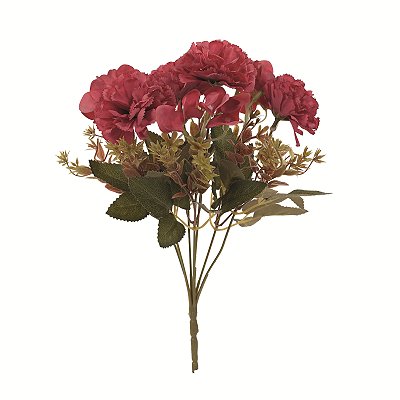 Buque de Cravos e Hortências Vermelha 32cm com 7 Hastes - Ref 1086702 Cromus