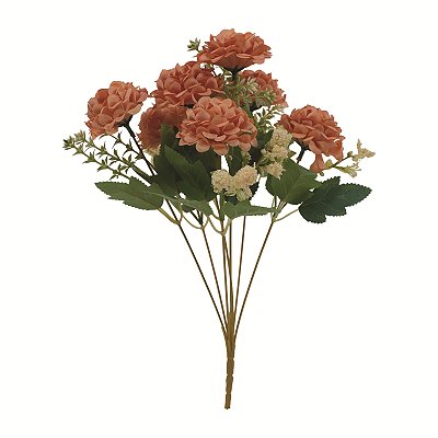 Buque de Flores Mini Crisantemos Laranja com 7 Hastes 34cm - Ref 1093367 Cromus