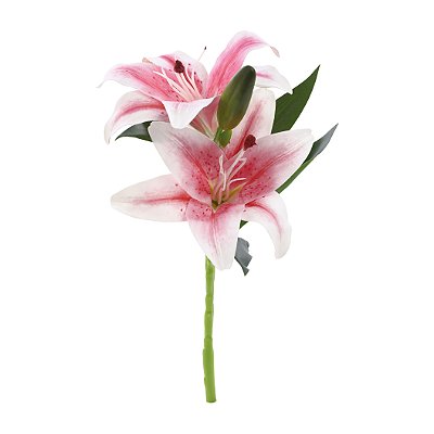 Haste Lirio Rosa Toque Real com 2 Flores 39cm - Ref 1062208 Cromus