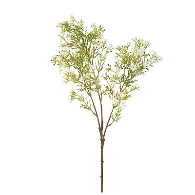 Haste Flor de Ameixa Branca Folhas Verdes 74cm - Ref 1063815 Cromus