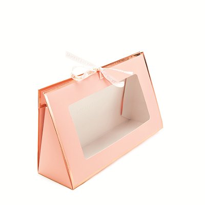 Caixa de Presente Triangular Rosa com Visor Acrilico 27x9x16 - Ref 39002139 Cromus