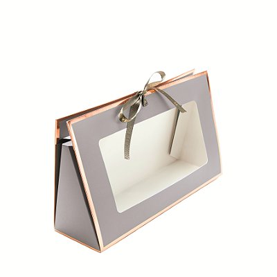 Caixa de Presente Triangular Cinza com Visor Acrilico 27x9x16 - Ref 39002140 Cromus