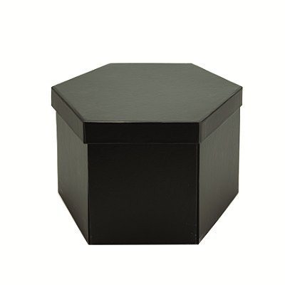Caixa de Presente Hexagonal Preta com Abertura Total e Gaveta 24,2x21x15,5cm - Ref 39002128 Cromus