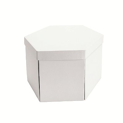 Caixa de Presente Hexagonal Branca com Abertura Total e Gaveta 24,2x21x15,5cm - Ref 39002129 Cromus