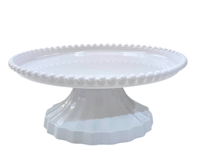 Bandeja Plástica Redonda Perola Branca 26cm - Produfest