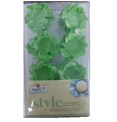 Forminha Para Docinhos Formato Flor Style Verde Pistache com 40 Un - Ref 5630.01 Ultrafest
