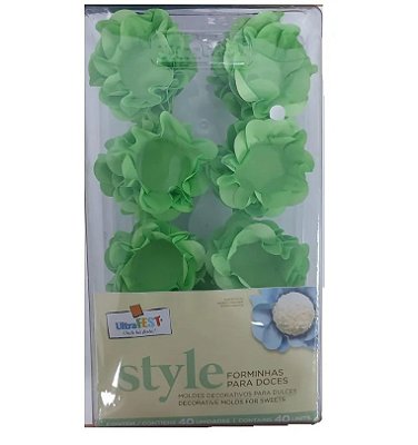 Forminha Para Docinhos Formato Flor Style Verde Erva Doce com 40 Un - Ref 5626.01 Ultrafest