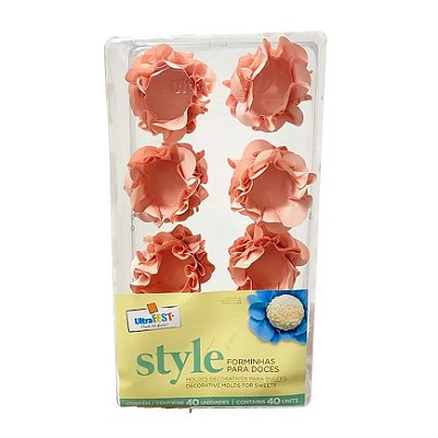 Forminha Para Docinhos Formato Flor Style Pessego com 40 Un - Ref 5640.01 Ultrafest