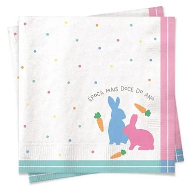 Guardanapo de Papel Estampado Azul e Rosa Poá 32,5x32,5cm com 20 Un - Ref 1022109 Cromus