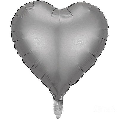 Balão Metalizado Coração Prata Cromado 10 Polegadas com 6 Un NÃO FLUTUA COM GÁS HELIO - Silver