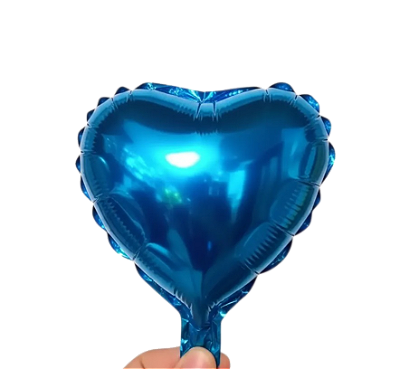 Balão Metalizado Coração Azul 5 Polegadas com 6 Un NÃO FLUTUA COM GÁS HELIO - Silver