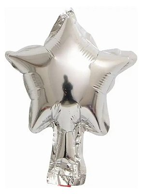 Balão Metalizado Estrela Prata 5 Polegadas com 6 Un NÃO FLUTUA COM GÁS HELIO - Silver