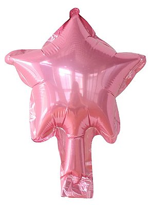 Balão Metalizado Estrela Rosa Bebe 5 Polegadas com 6 Un NÃO FLUTUA COM GÁS HELIO - Silver
