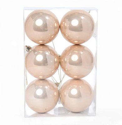 Bolas de Natal Brilho e Fosca Chá 8cm com 6 Un - Ref 1085316 Cromus