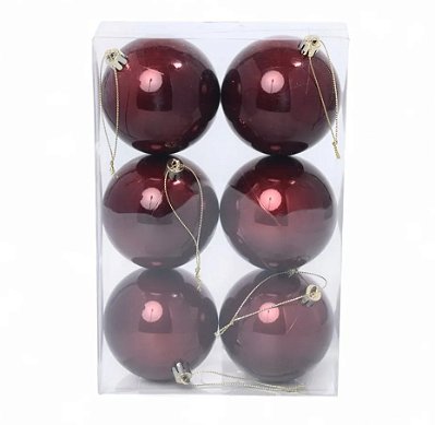 Bolas de Natal Brilho e Fosca 8cm Vinho - Ref 1085317 Cromus