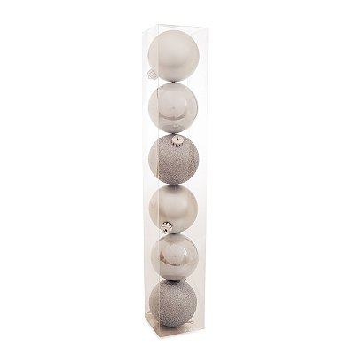 Bolas de Natal Tubo Sortida Prata 8cm com 6 Un - Ref 1213317 Cromus