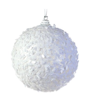 Bolas de Natal Branca Cristas Brancos 8cm com 6Un - Ref 1106675 Cromus