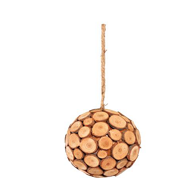 Enfeite Bola de Madeira Troncos 8cm com 1 Unidade - Ref 1005726 Cromus