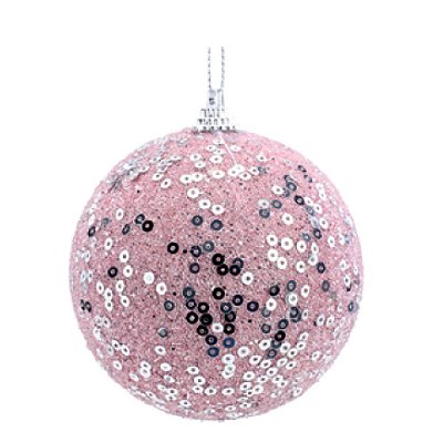 Bolas de Natal Rosa Claro com Paetê 8cm com 6Un - Ref 1105073 Cromus