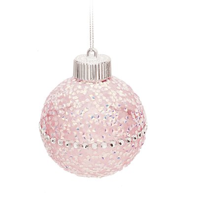 Bolas de Natal Rosa Candy com Pedrarias 8cm com 6Un - Ref 1923379 Cromus